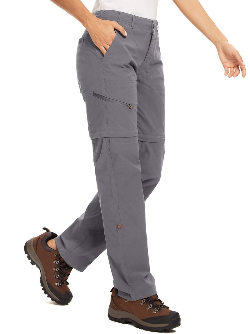 Toomett Women's Hiking Pants Convertible Quick Dry Outdoor UPF 40 Fishing Safari Waterproof Travel Camping Capri Pants,2192,Grey,14 - Image 1
